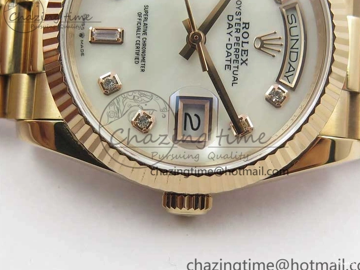 Day-Date Dial President RG on 128239 MOP Best Bp Edition Maker White Crystral Markers 36 Bracelet RG 0715